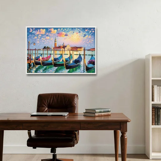 San Giorgio Maggiore View - White Framed Canvas Wall Art - Office - 36x24