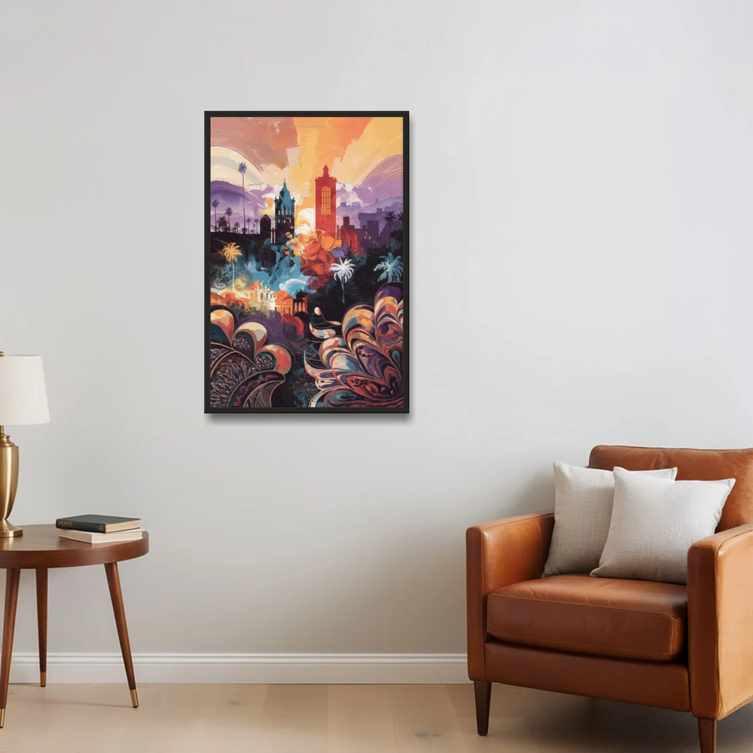 San Jose Cultural Heritage - Black Framed Canvas Wall Art - Sofa - 24x36
