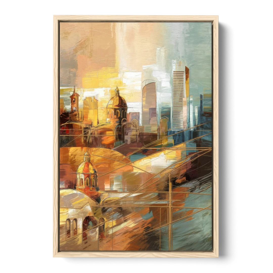 San Jose Historic Landmarks - Oak Framed Canvas Wall Art - Front
