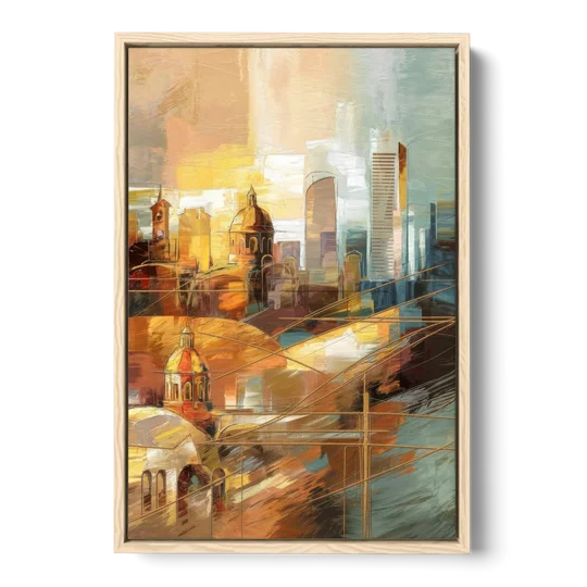 San Jose Historic Landmarks - Oak Framed Canvas Wall Art - Front