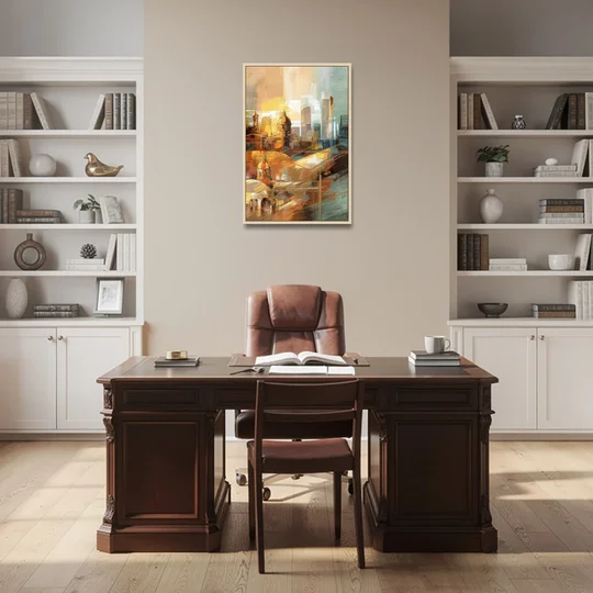 San Jose Historic Landmarks - Oak Framed Canvas Wall Art - Office - 24x36