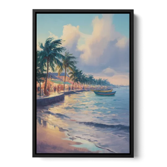 San Miguel Waterfront - Black Framed Canvas Wall Art - Front