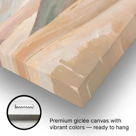 Neutral Sand and Sage Mountain Highlands - Canvas Wall Art - Gallery Wrap Corner