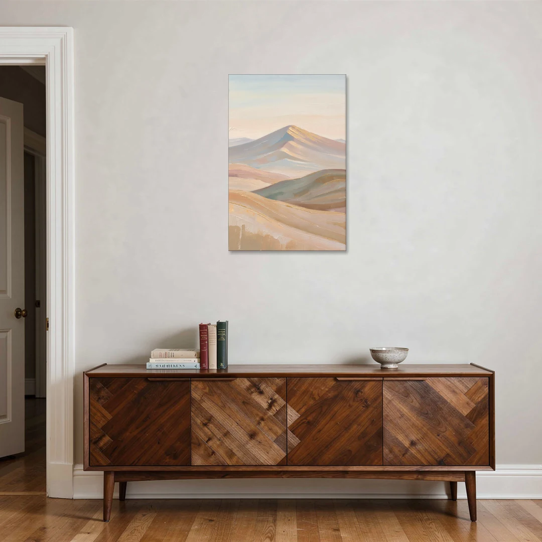 Neutral Sand and Sage Mountain Highlands - Canvas Wall Art - Coffee Table - 24x36