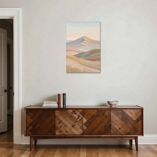Neutral Sand and Sage Mountain Highlands - Canvas Wall Art - Coffee Table - 24x36