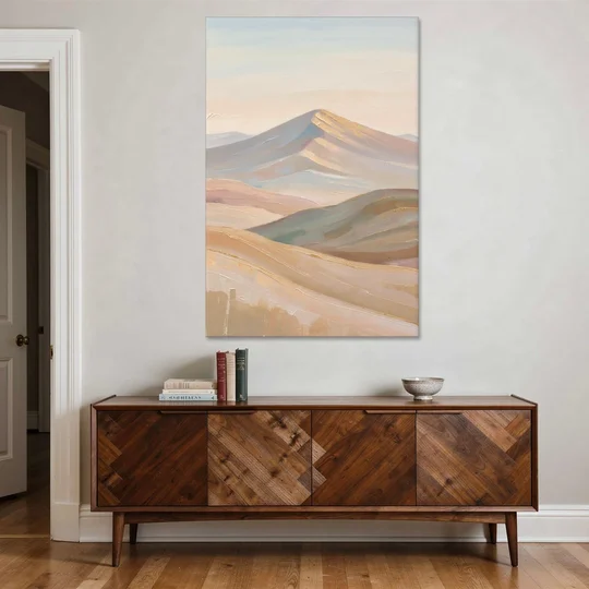 Neutral Sand and Sage Mountain Highlands - Canvas Wall Art - Coffee Table - 40x60