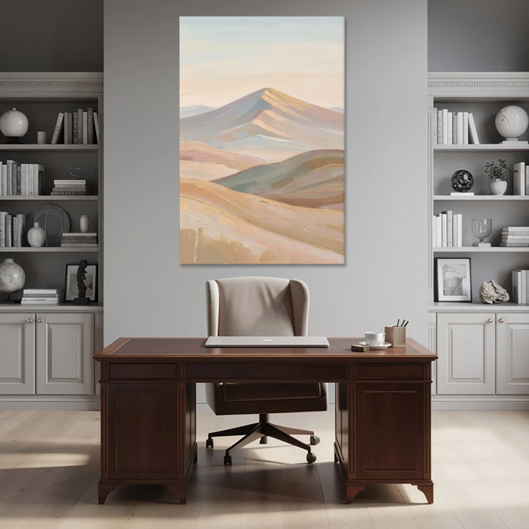 Neutral Sand and Sage Mountain Highlands - Canvas Wall Art - Office - 40x60