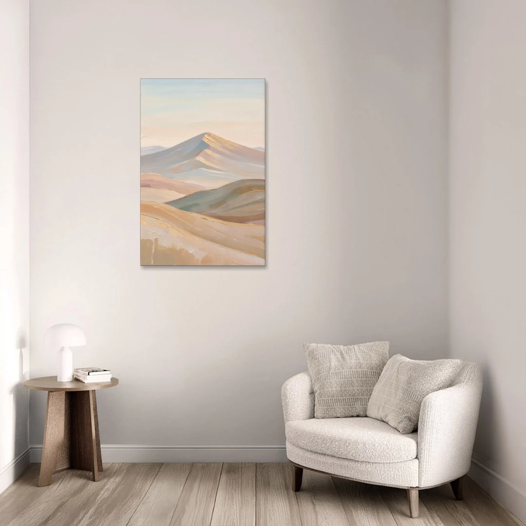 Neutral Sand and Sage Mountain Highlands - Canvas Wall Art - Sofa - 24x36