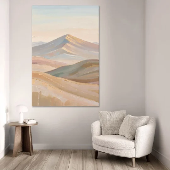 Neutral Sand and Sage Mountain Highlands - Canvas Wall Art - Sofa - 40x60