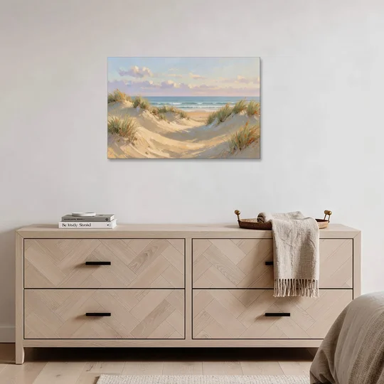 Sand Dunes and Beach Grass Under Lavender Clouds - Canvas Wall Art - Coffee Table - 36x24