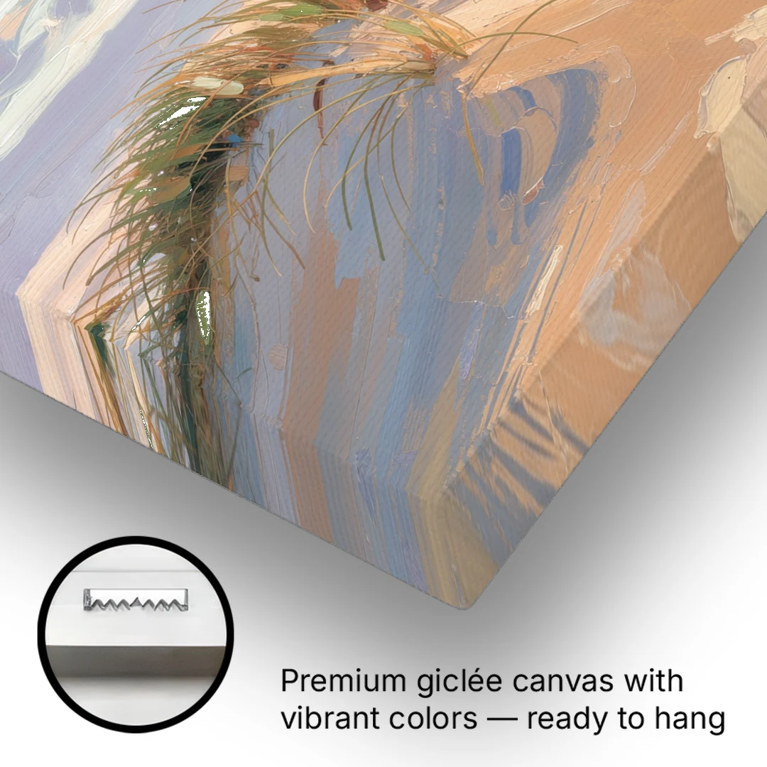 Sand Dunes Painting at Lavender Dusk - Canvas Wall Art - Gallery Wrap Corner
