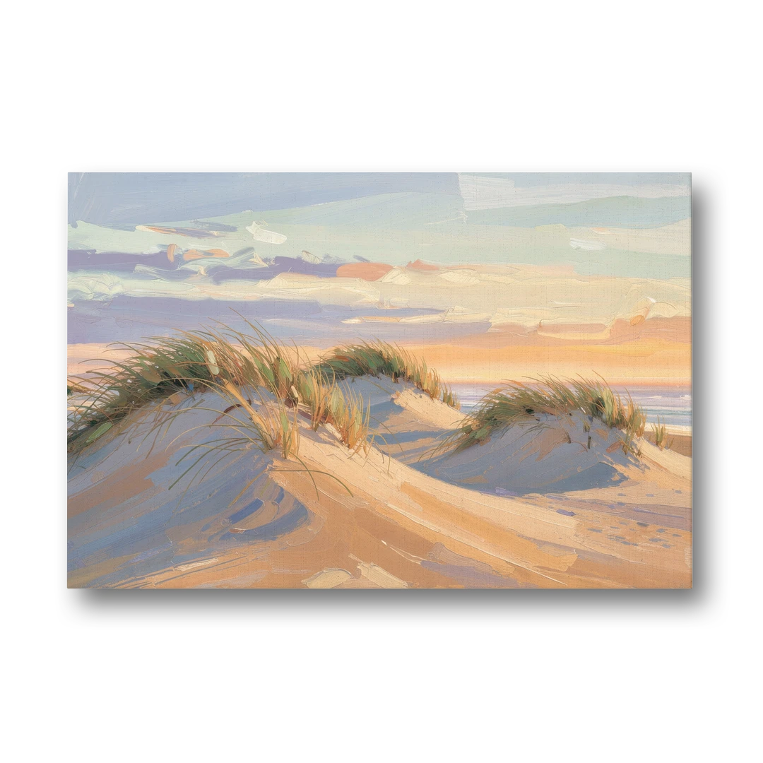Sand Dunes Painting at Lavender Dusk - Canvas Wall Art - Front
