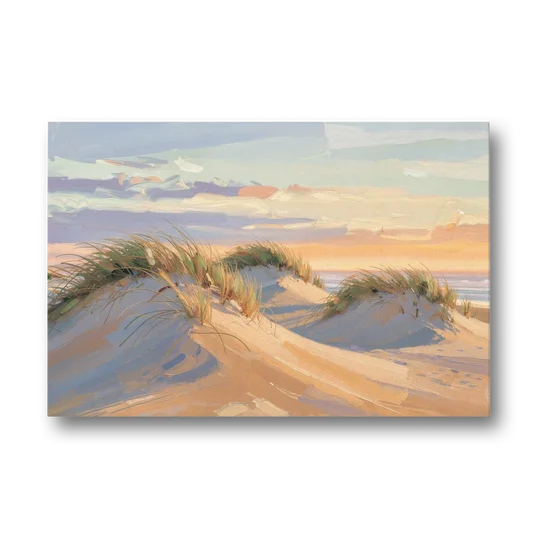 Sand Dunes Painting at Lavender Dusk - Canvas Wall Art - Front