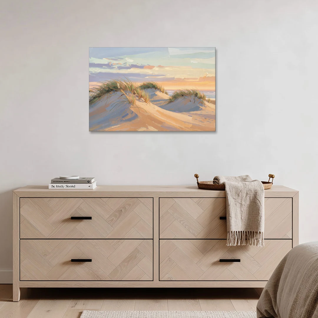 Sand Dunes Painting at Lavender Dusk - Canvas Wall Art - Coffee Table - 36x24