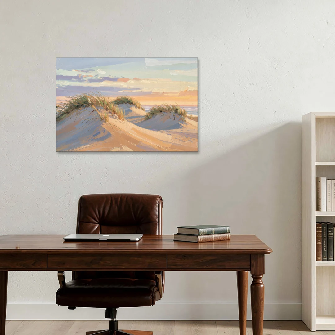 Sand Dunes Painting at Lavender Dusk - Canvas Wall Art - Office - 36x24