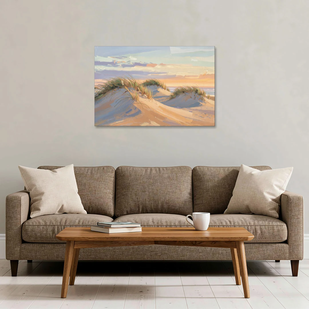 Sand Dunes Painting at Lavender Dusk - Canvas Wall Art - Sofa - 36x24