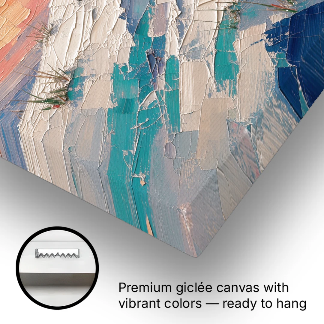 Santa Canvas on the Sunset Hill - Canvas Wall Art - Gallery Wrap Corner