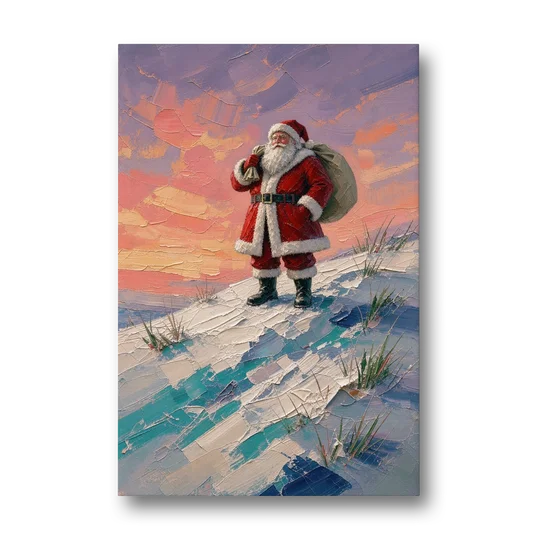 Santa Canvas on the Sunset Hill - Canvas Wall Art - Front