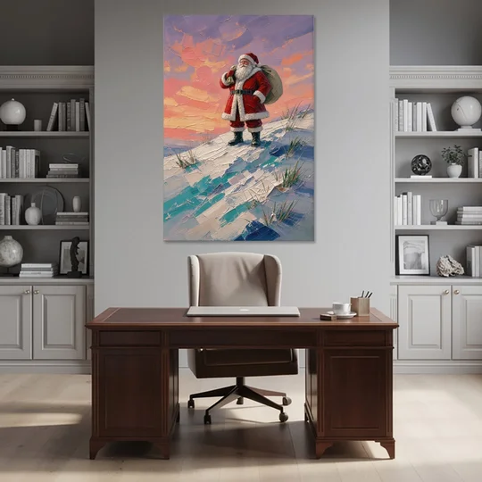 Santa Canvas on the Sunset Hill - Canvas Wall Art - Office - 40x60