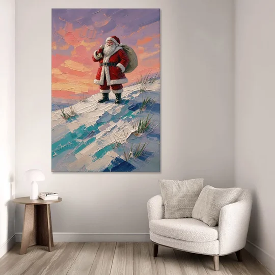 Santa Canvas on the Sunset Hill - Canvas Wall Art - Sofa - 40x60