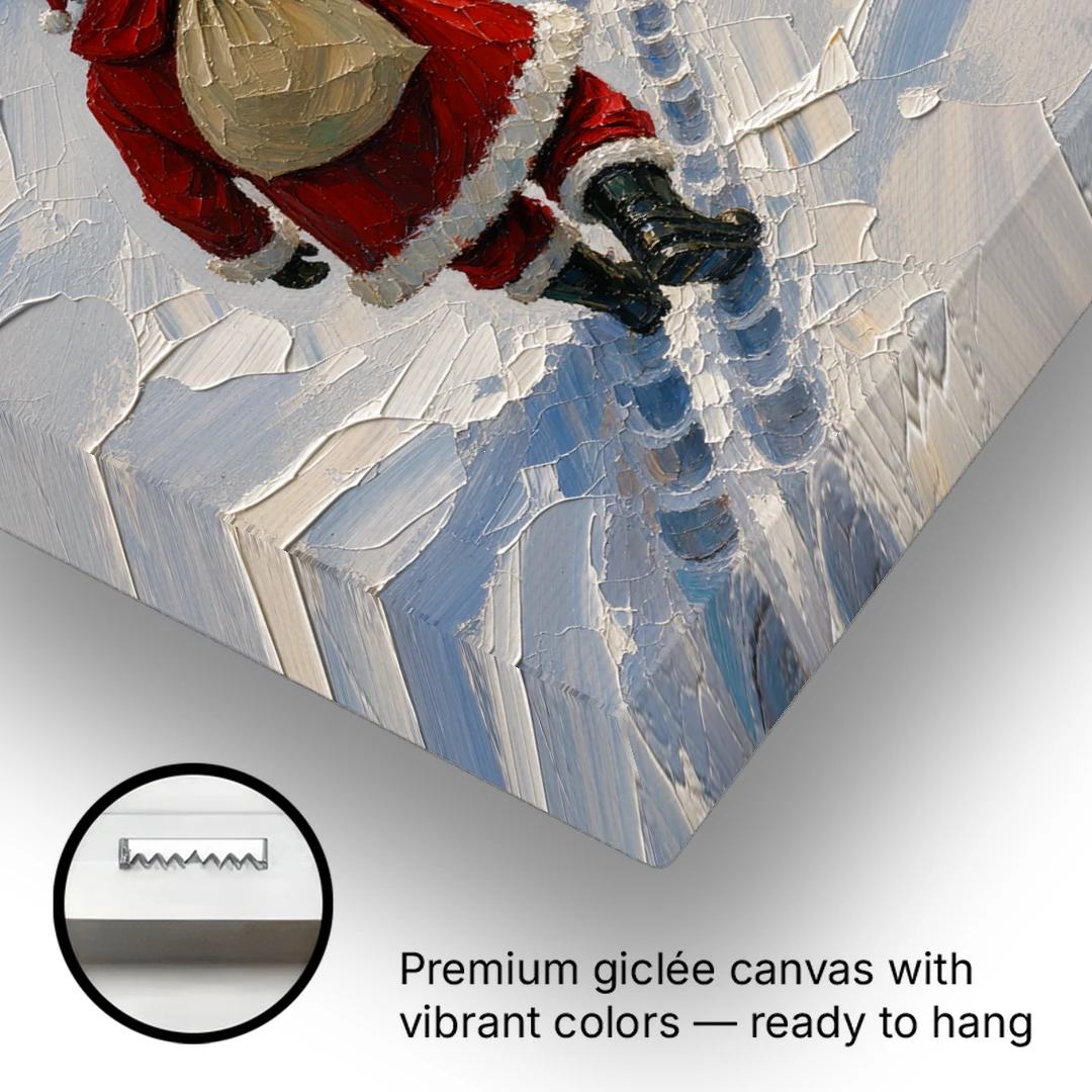 Santa Claus Canvas Art Footprints to the Golden Door - Canvas Wall Art - Gallery Wrap Corner