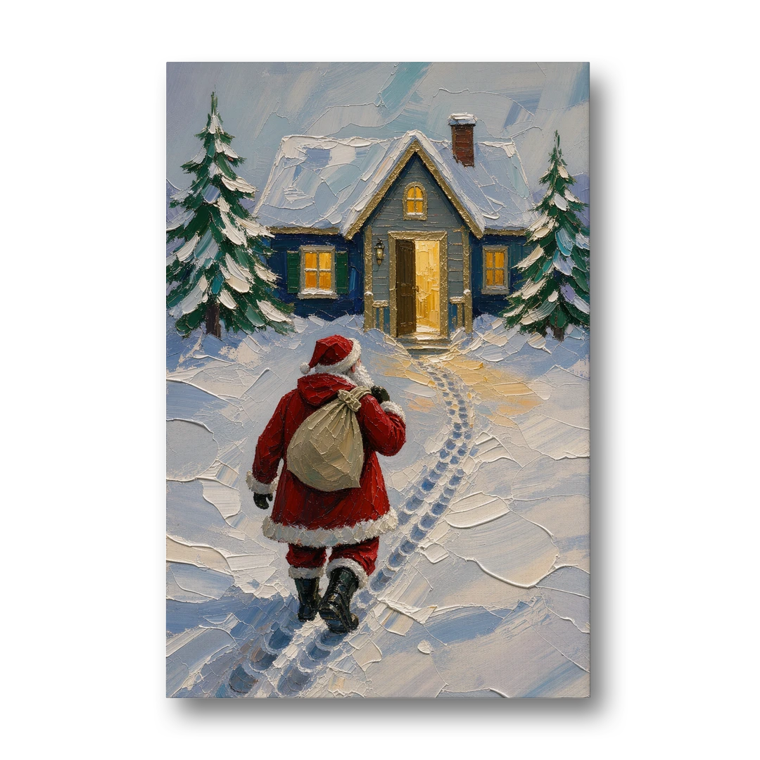 Santa Claus Canvas Art Footprints to the Golden Door - Canvas Wall Art - Front