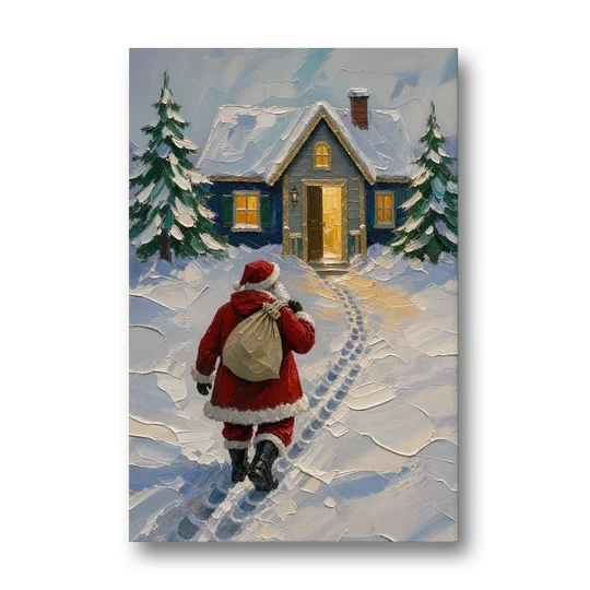 Santa Claus Canvas Art Footprints to the Golden Door - Canvas Wall Art - Front