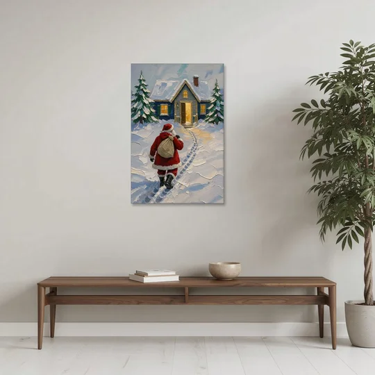 Santa Claus Canvas Art Footprints to the Golden Door - Canvas Wall Art - Coffee Table - 24x36