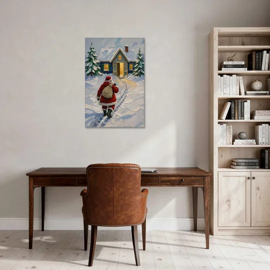 Santa Claus Canvas Art Footprints to the Golden Door - Canvas Wall Art - Office - 24x36