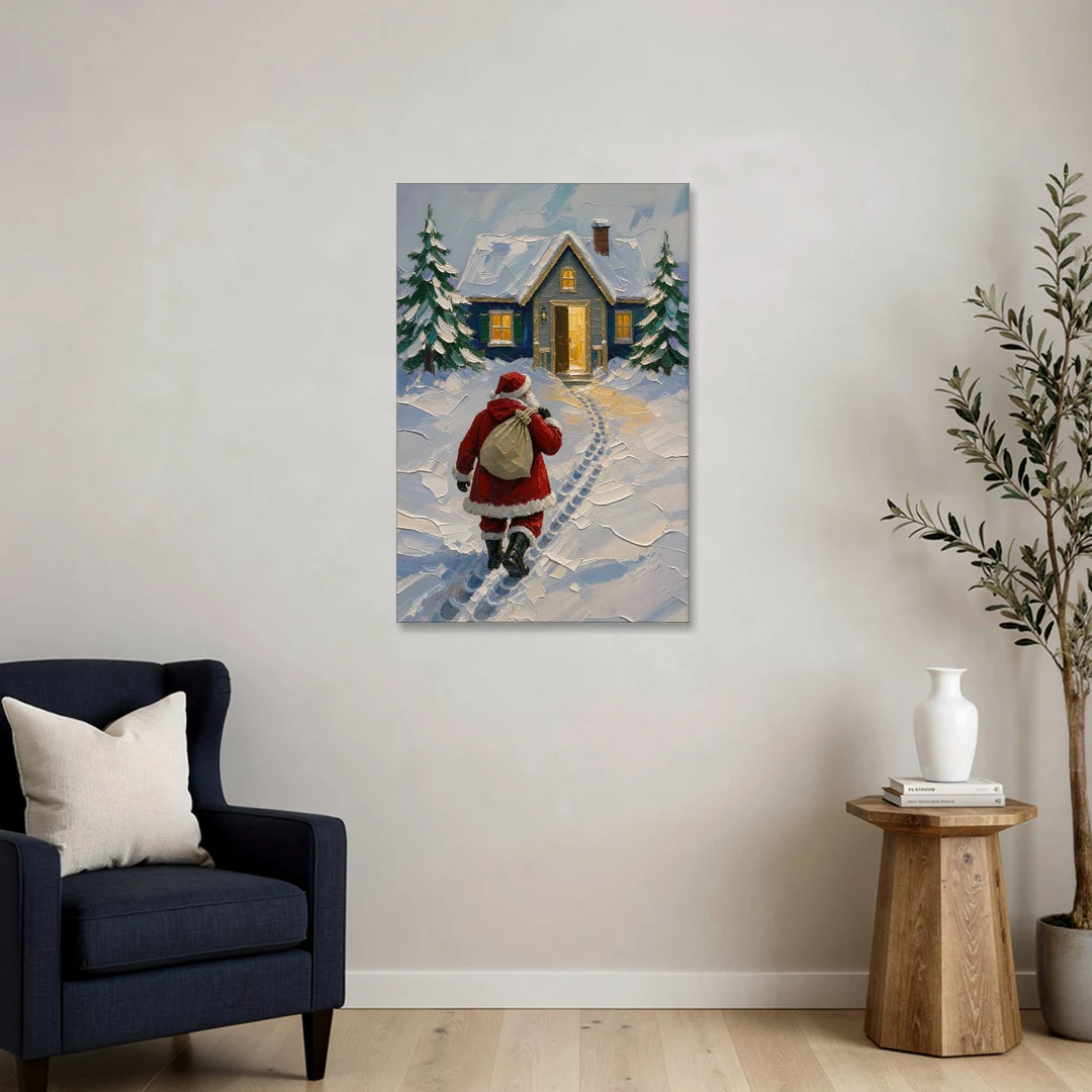 Santa Claus Canvas Art Footprints to the Golden Door - Canvas Wall Art - Sofa - 24x36