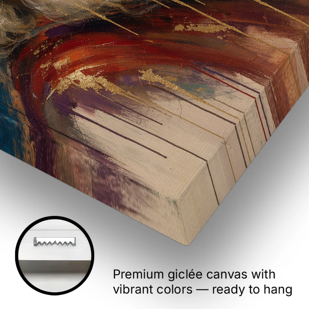 Santa Claus Portrait Painting in Gold Drips - Canvas Wall Art - Gallery Wrap Corner