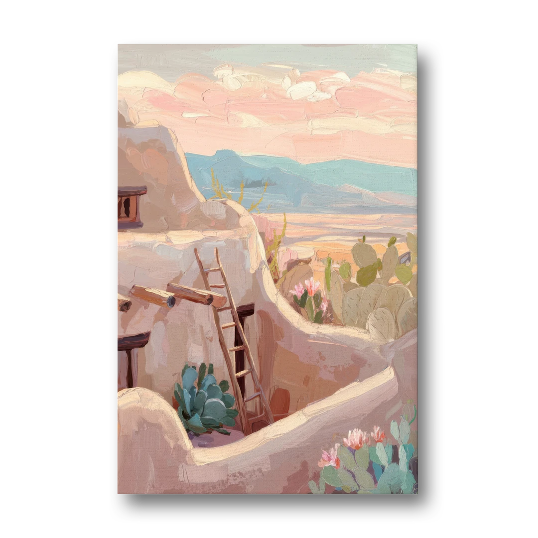 Santa Fe Adobe Architecture - Canvas Wall Art - Front