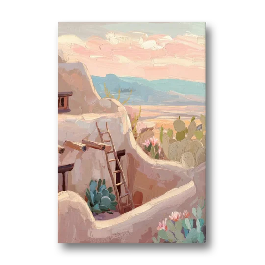 Santa Fe Adobe Architecture - Canvas Wall Art - Front