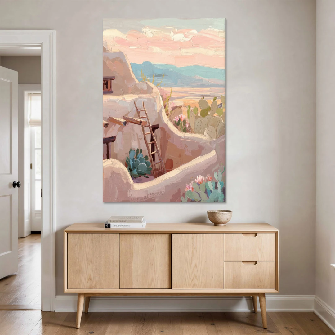 Santa Fe Adobe Architecture - Canvas Wall Art - Coffee Table - 40x60