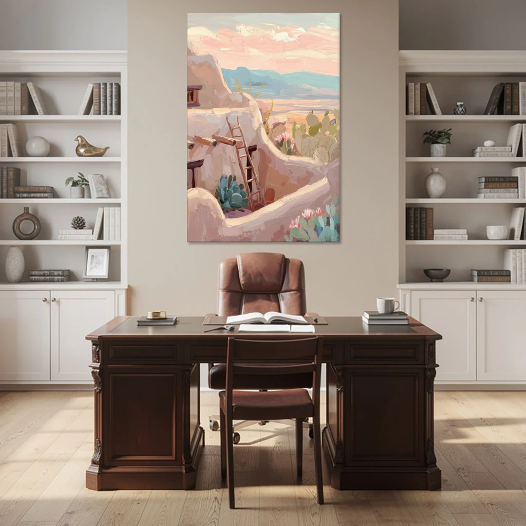 Santa Fe Adobe Architecture - Canvas Wall Art - Office - 40x60