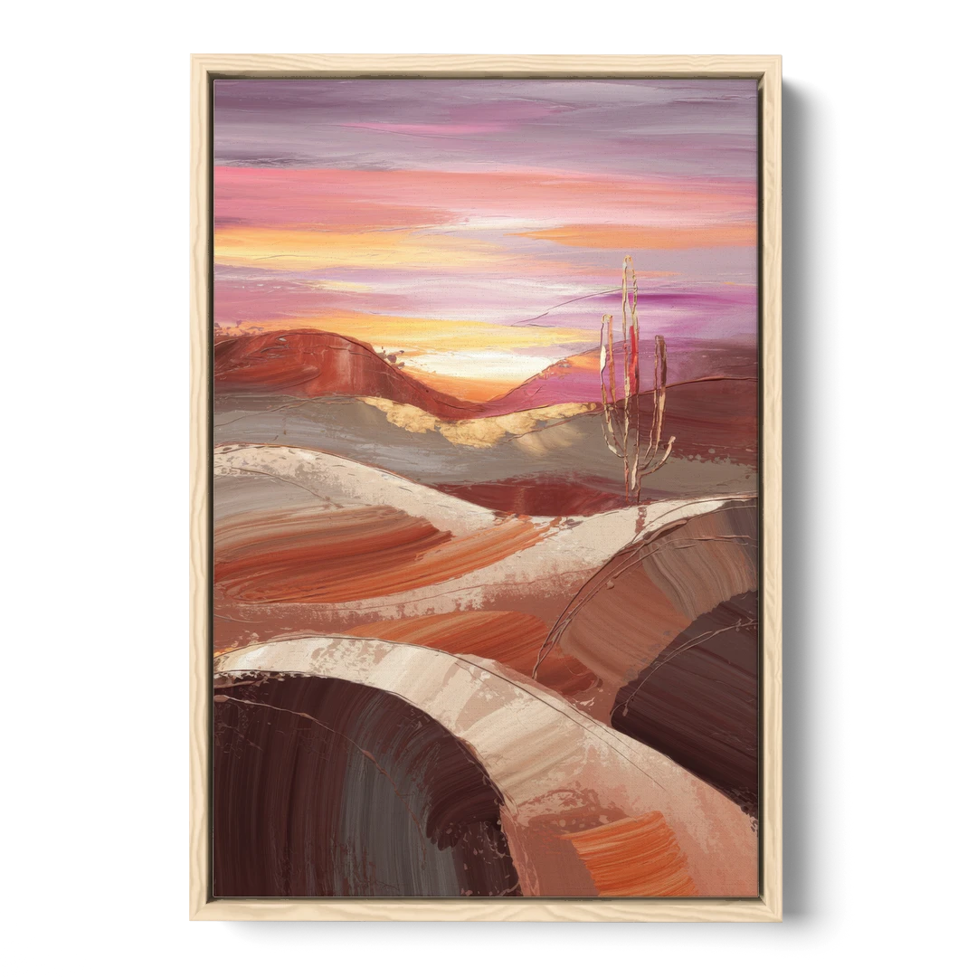 Santa Fe Desert Sunrise - Oak Framed Canvas Wall Art - Front