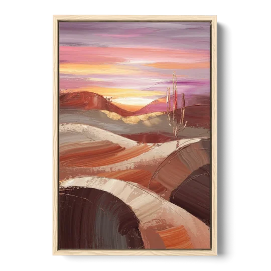 Santa Fe Desert Sunrise - Oak Framed Canvas Wall Art - Front