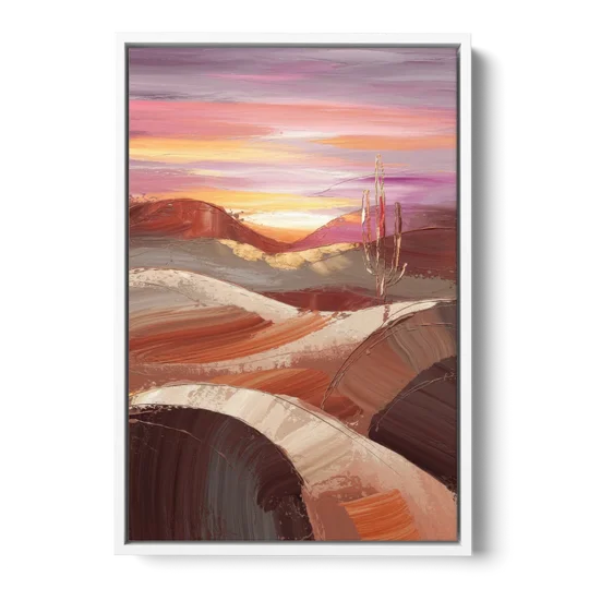 Santa Fe Desert Sunrise - White Framed Canvas Wall Art - Front