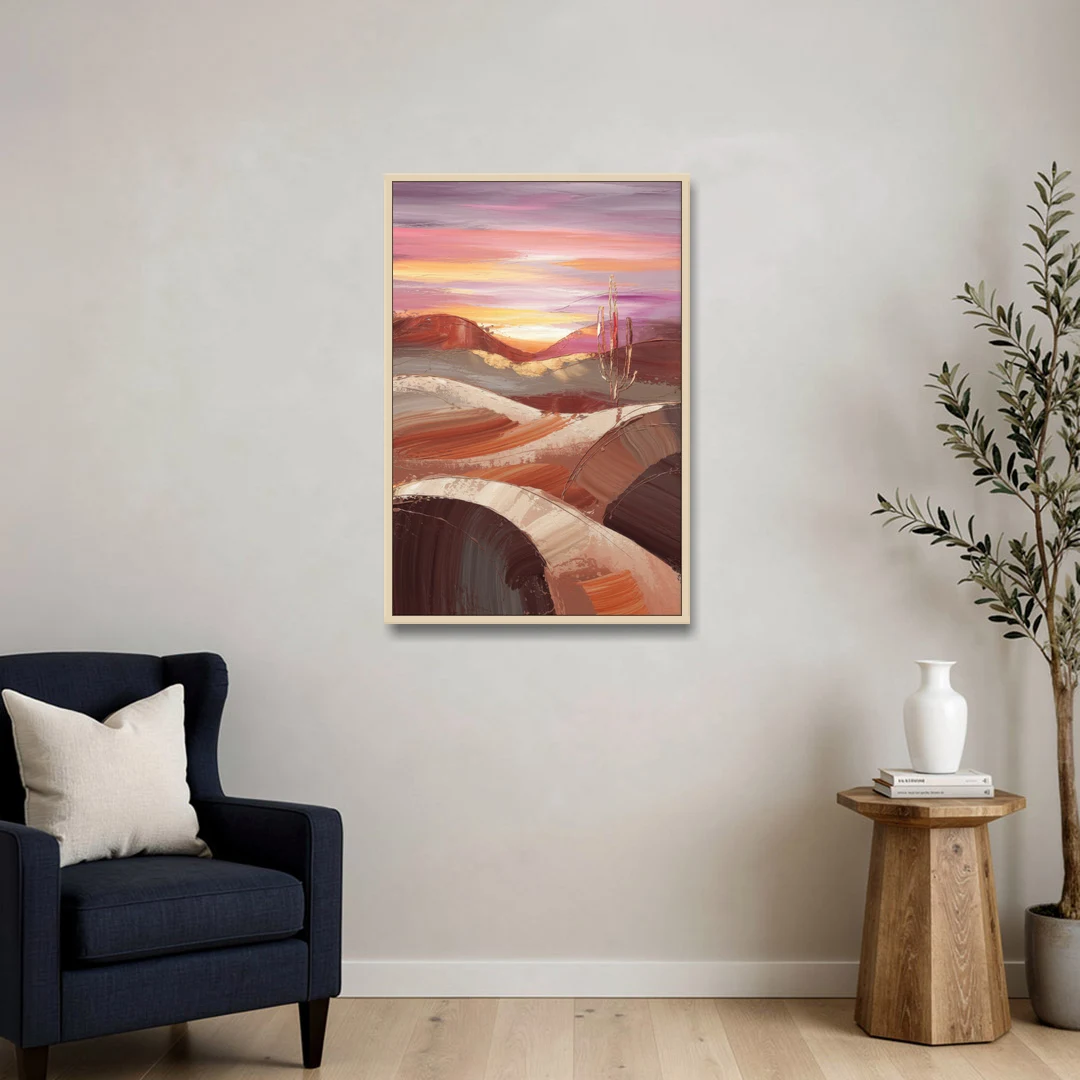 Santa Fe Desert Sunrise - Oak Framed Canvas Wall Art - Sofa - 24x36