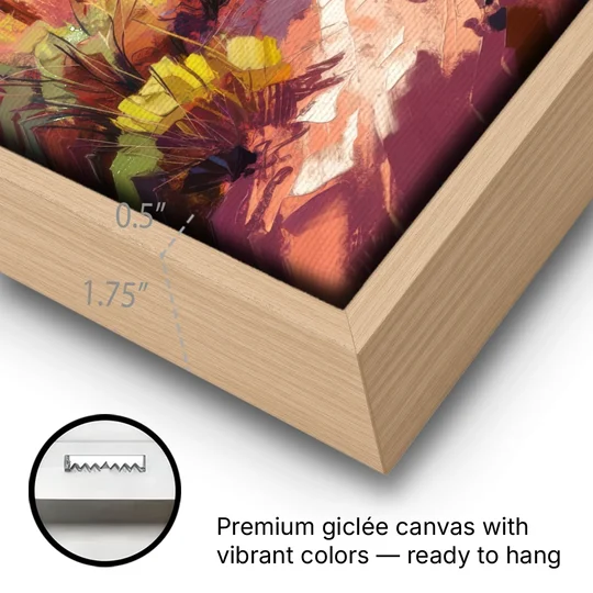 Santa Fe Desert Trail - Oak Framed Canvas Wall Art - Gallery Wrap Corner