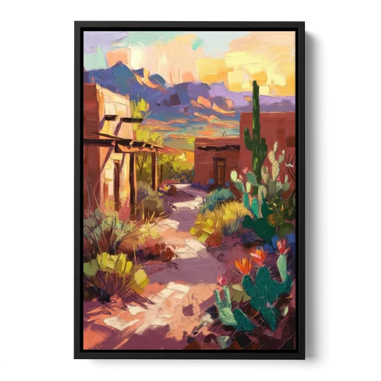 Santa Fe Desert Trail - Black Framed Canvas Wall Art - Front