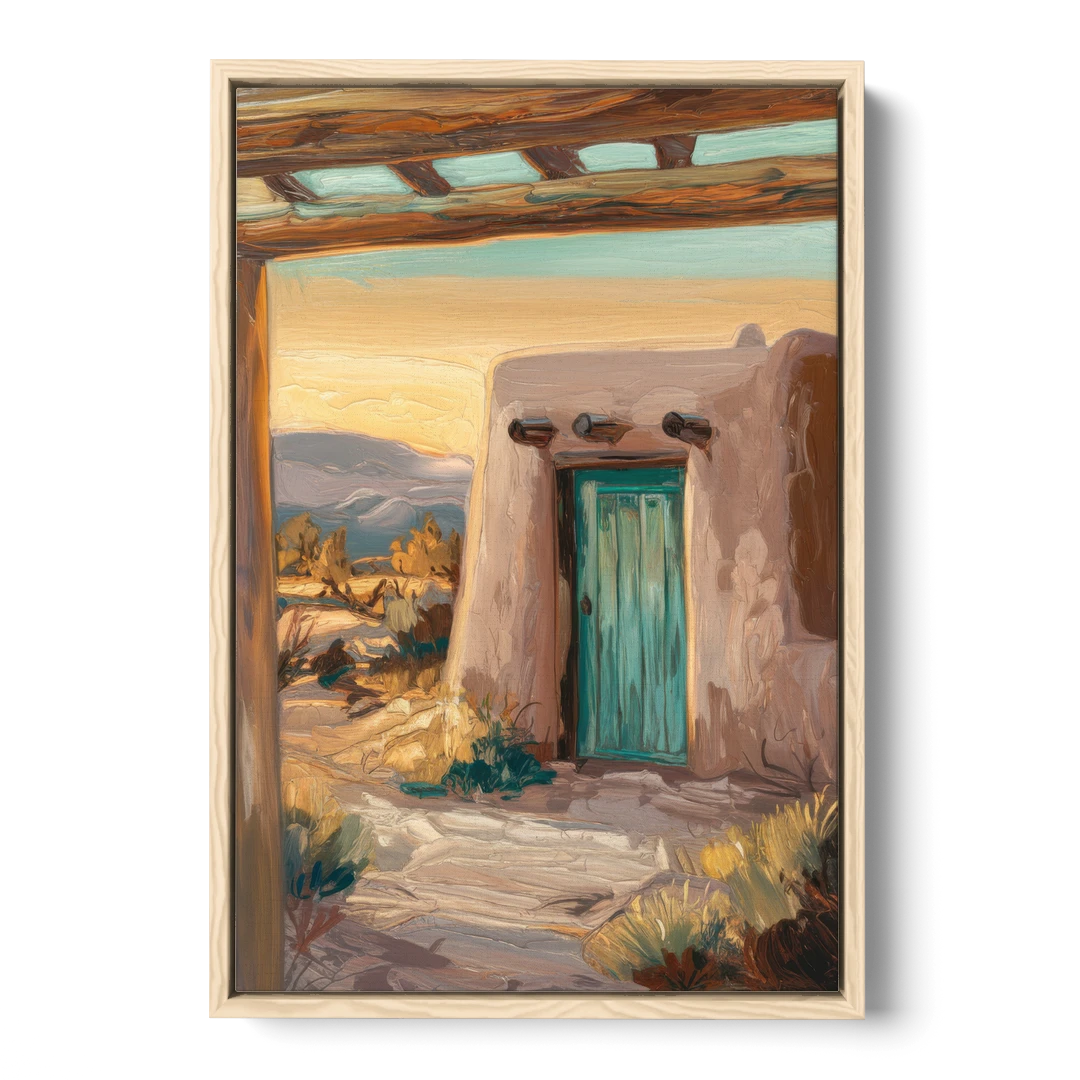 Santa Fe Pueblo Style - Oak Framed Canvas Wall Art - Front