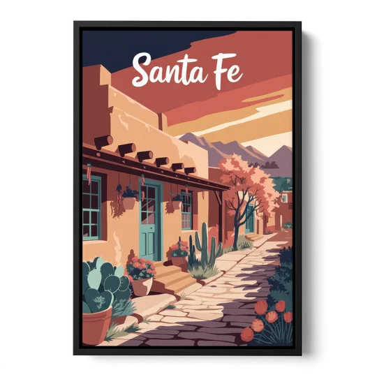 Santa Fe Southwest Charm - Black Framed Canvas Wall Art - Front