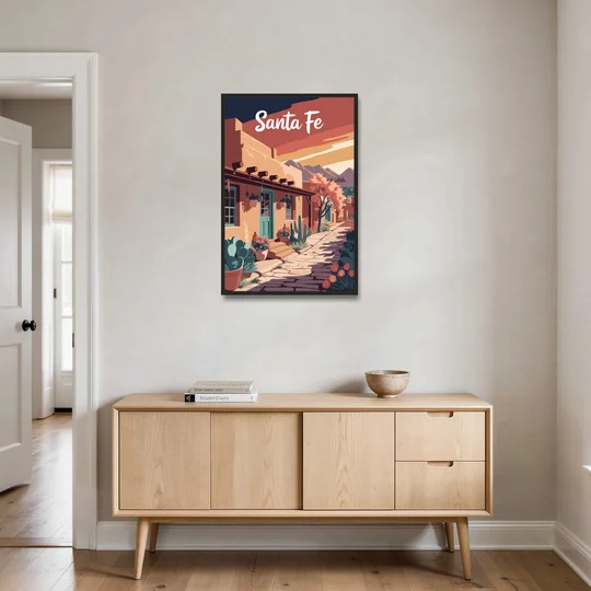 Santa Fe Southwest Charm - Black Framed Canvas Wall Art - Coffee Table - 24x36
