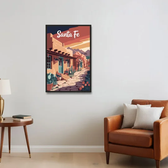 Santa Fe Southwest Charm - Black Framed Canvas Wall Art - Sofa - 24x36