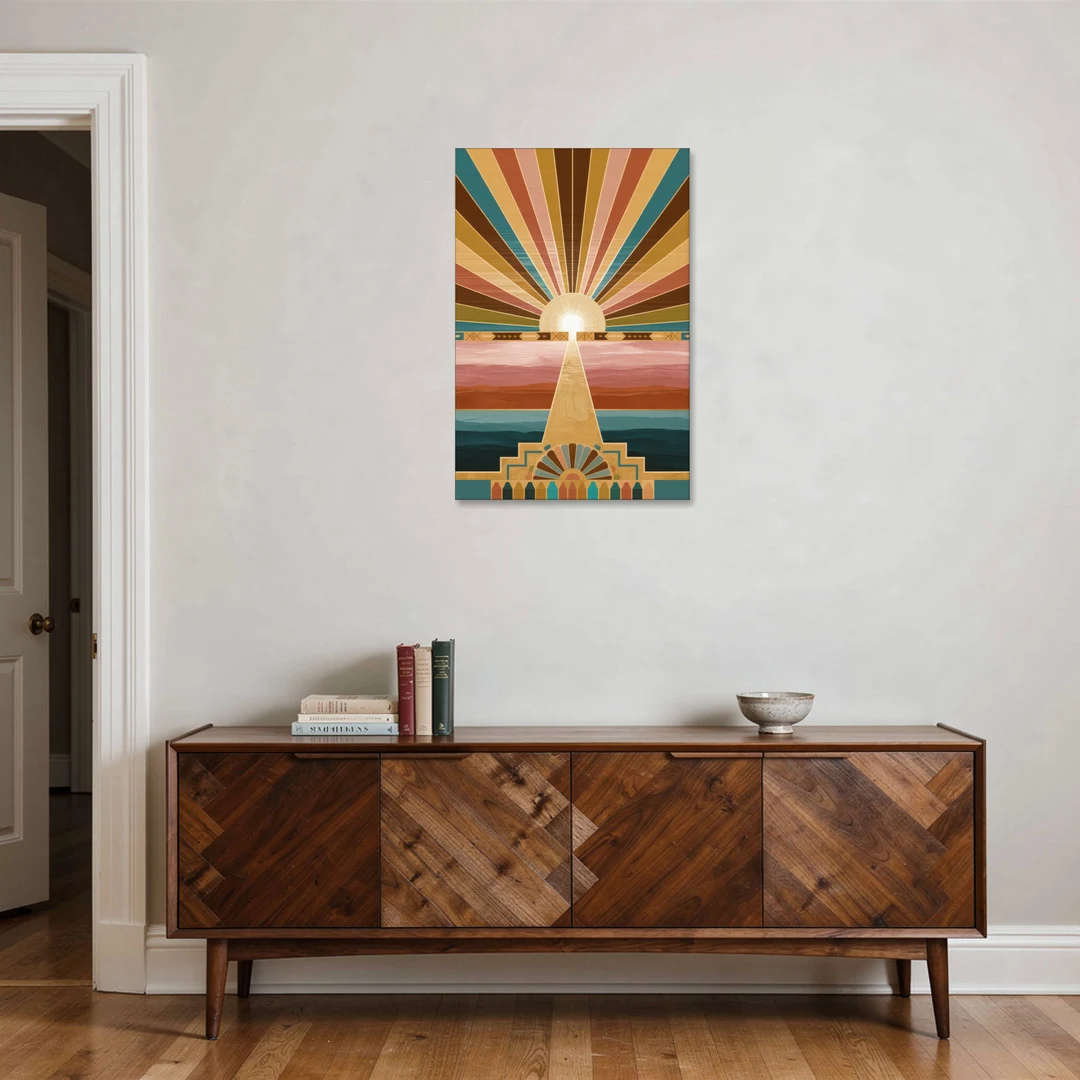Santa Fe Sunburst Design - Canvas Wall Art - Coffee Table - 24x36
