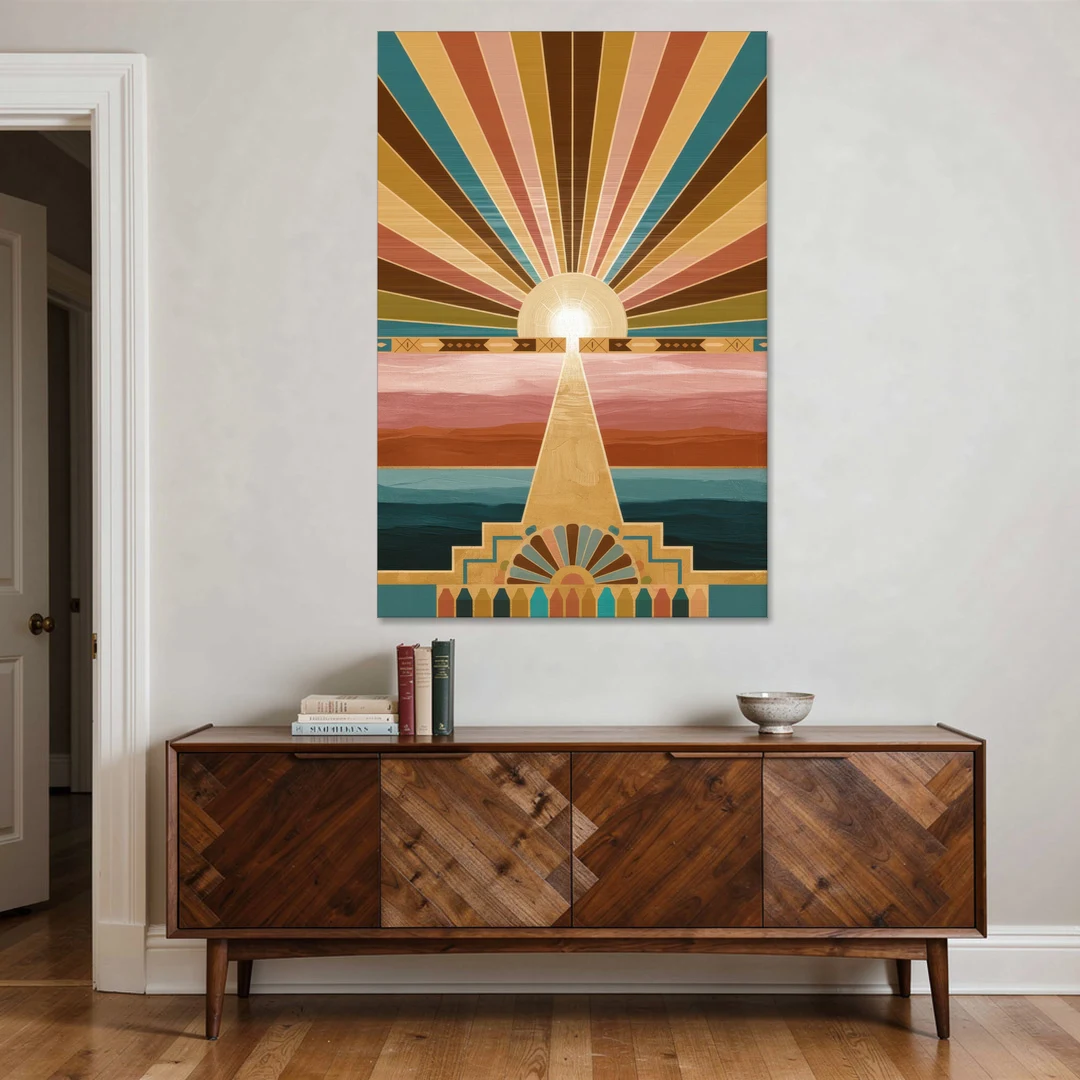 Santa Fe Sunburst Design - Canvas Wall Art - Coffee Table - 40x60