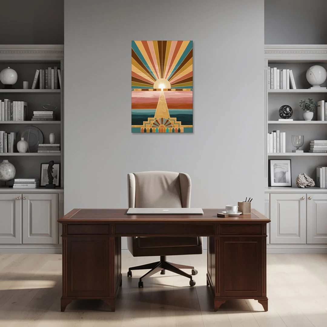 Santa Fe Sunburst Design - Canvas Wall Art - Office - 24x36