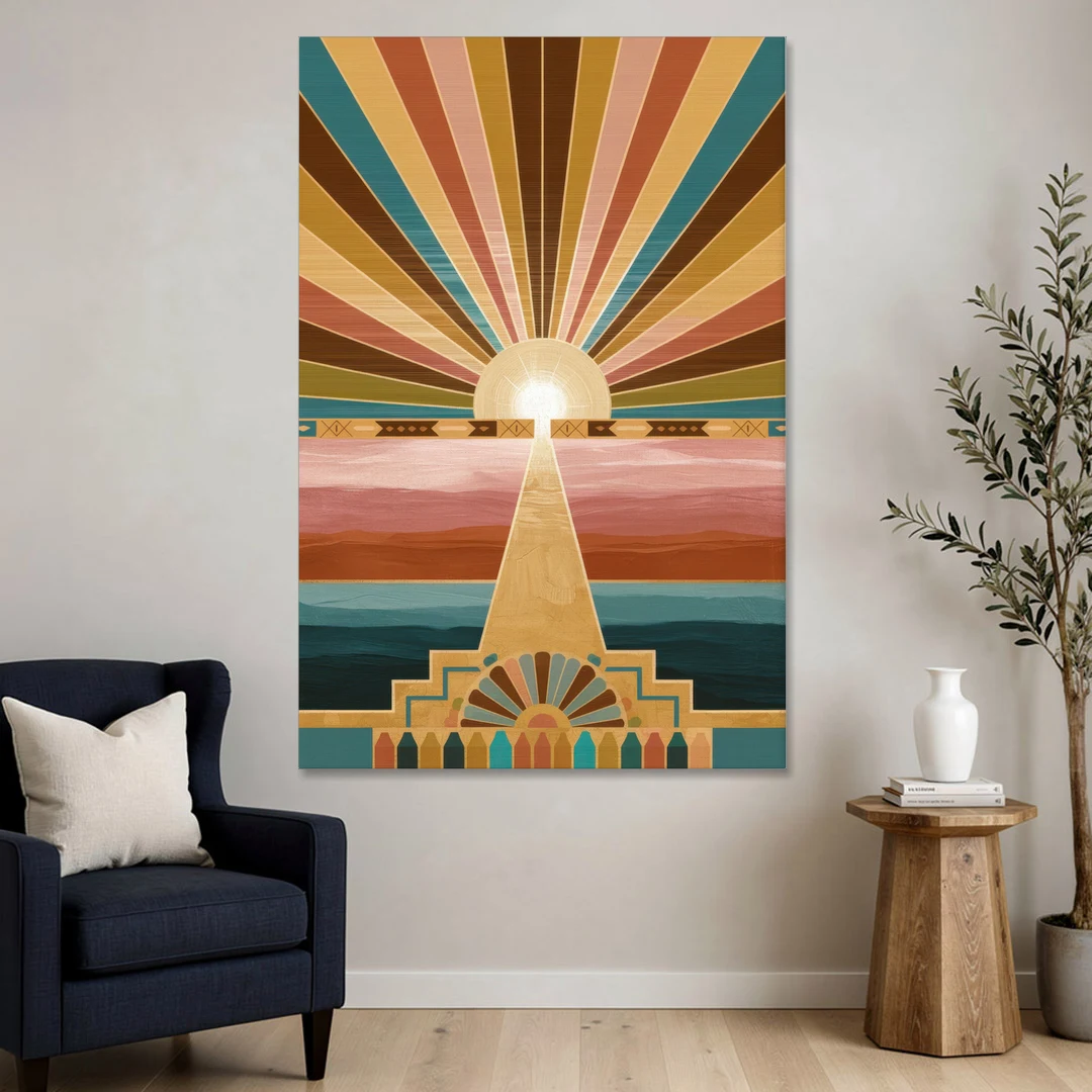 Santa Fe Sunburst Design - Canvas Wall Art - Sofa - 40x60