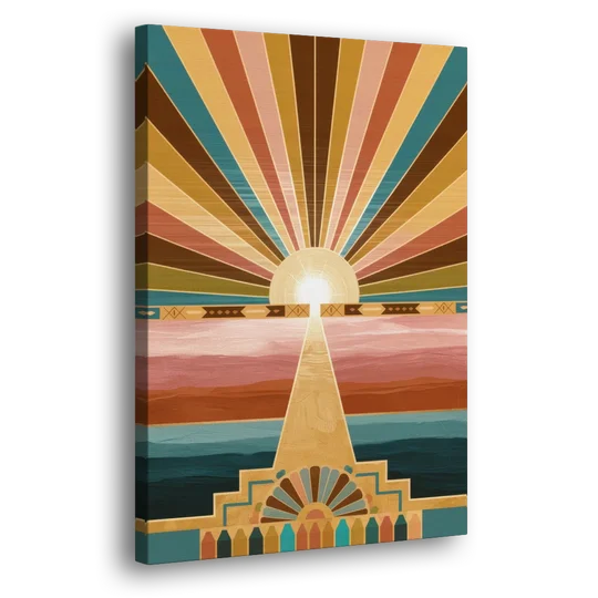 Santa Fe Sunburst Design - Canvas Wall Art - Side